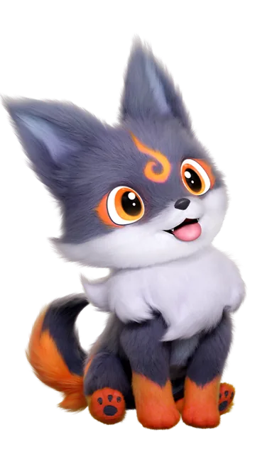 Emberpup, a charcoal-and-orange Aniimo companion